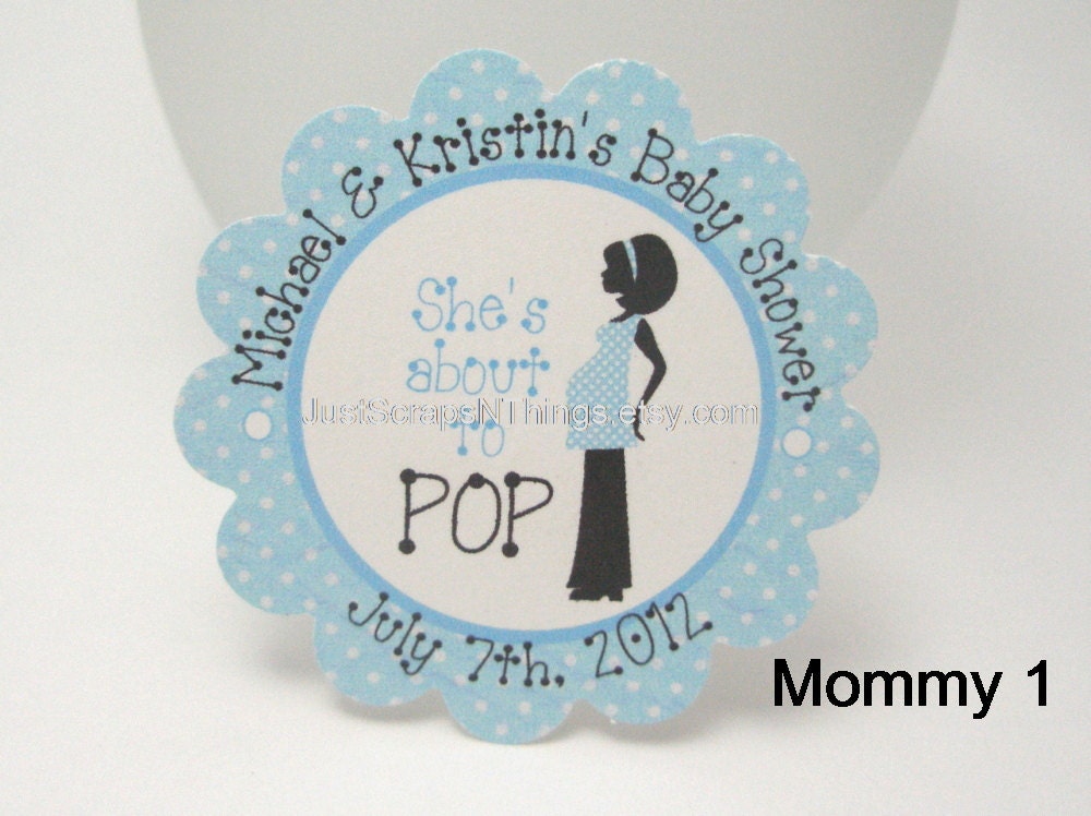 She's about to POP - boy baby shower tags -  by Just Scraps N Things