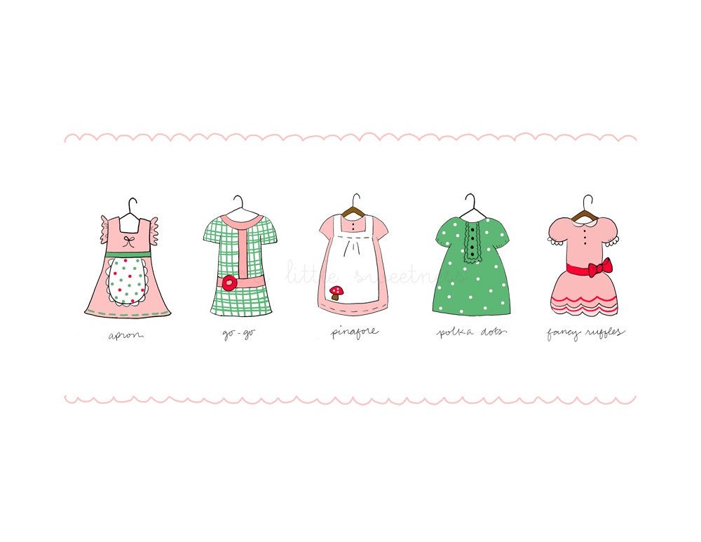 Favorite Dresses Illustration - Pink and Green