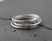 Silver Hammered Rings. Set of 3 Stacking Rings. Forged Bands, Set of Three