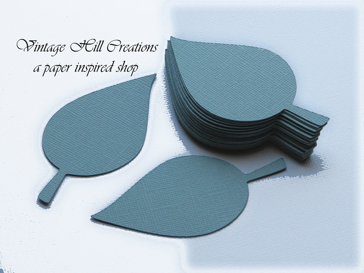 50 Paper Leaf - Apple Leaves- AQUA - Place Card, Escort Card, Die Cut Tags