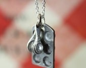 Bakers Love Cupcake Muffin Pan and Tiny Measuring Spoons on a Sterling Silver Chain