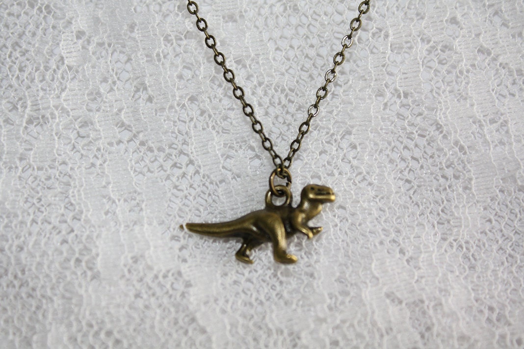 T - Rex Dinosaur Necklace antiqued bronze Tyrantosaurus Rex