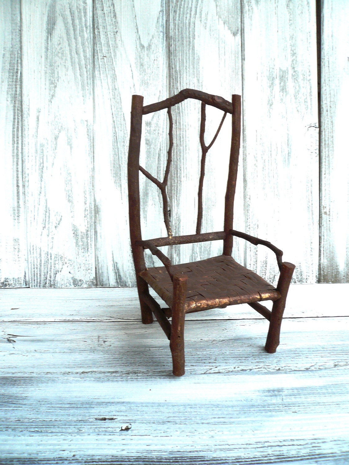 Small rustic chair made of twigs for home decor, weddings, garden, gifts - shabby chic - BelleAdora