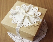 Natural Kraft DIY Box 14x14cm, with braiding and Handmade label, set of 3, U6002