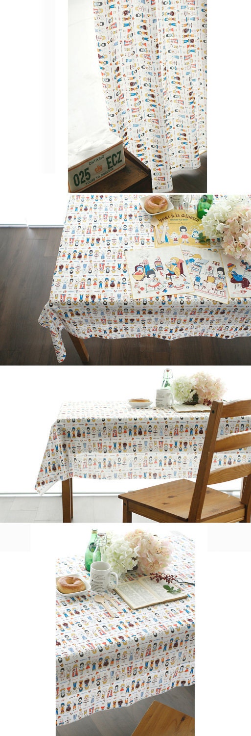 SALE, Cute Doll Small Illus on cotton WIDE 150cm, U3150