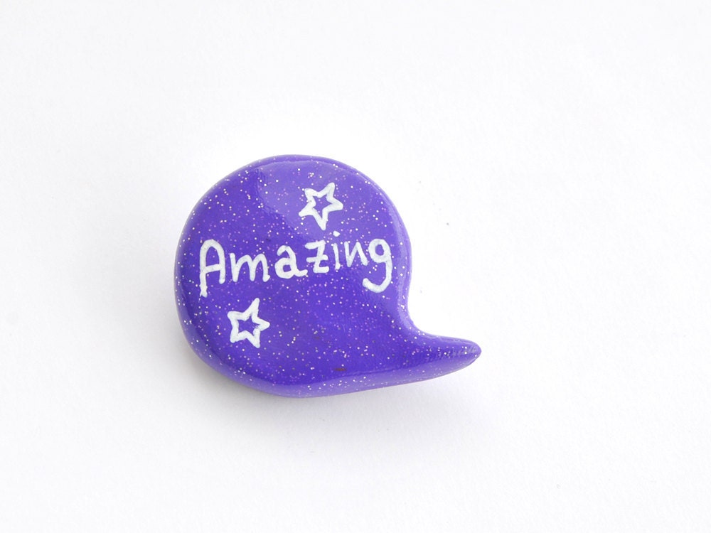 Purple polymer clay pin brooch