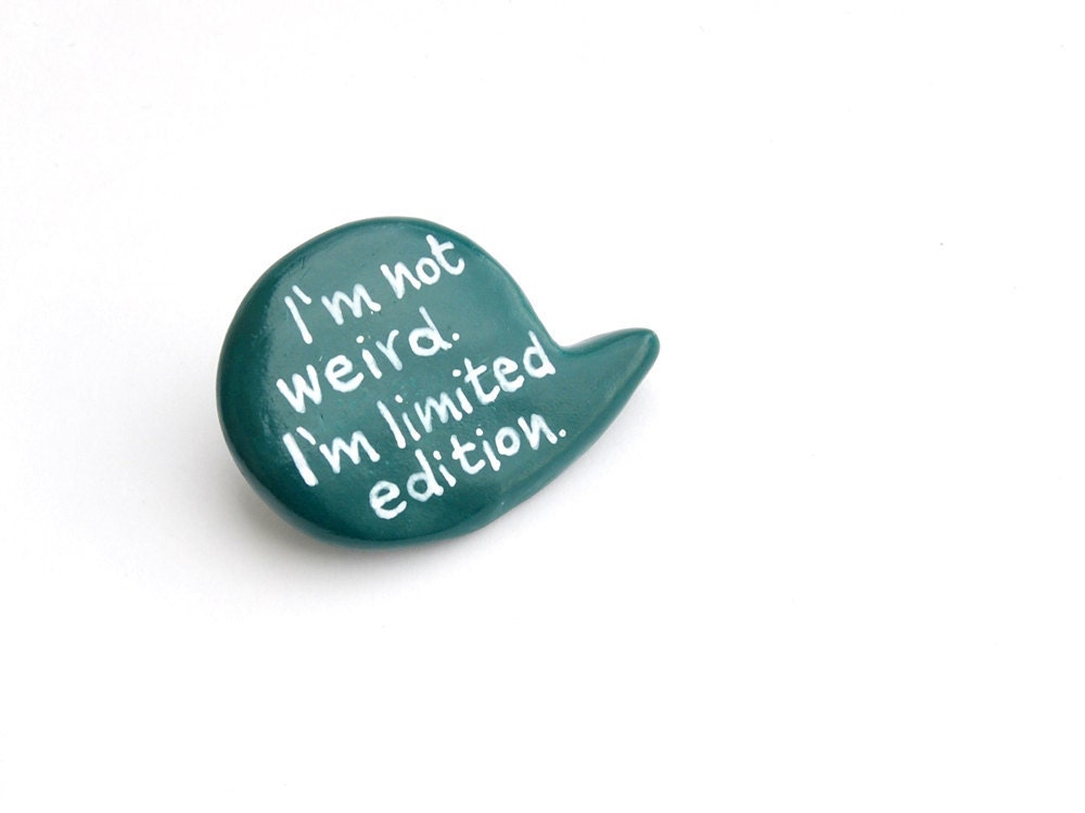 Pin teal balloon brooch polymer clay