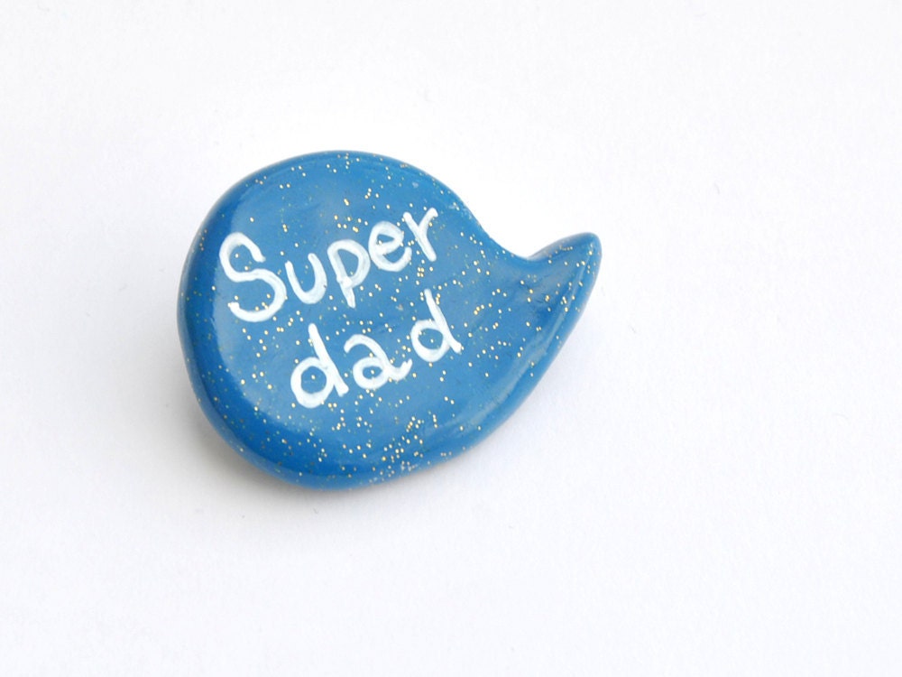 Blue polymer clay pin brooch