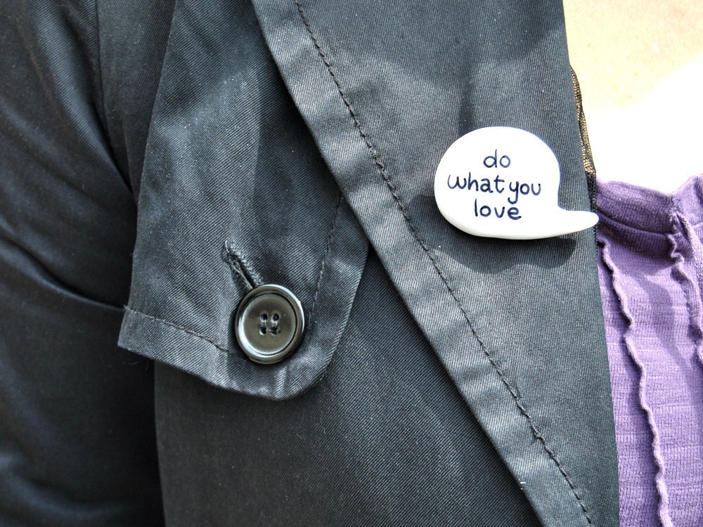 Light blue polymer clay brooch speech bubble