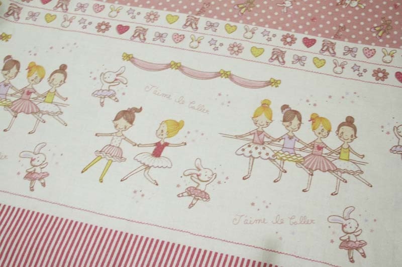 Kawaii ballerina in Light Pink -Half yard (140cm x 45 cm )