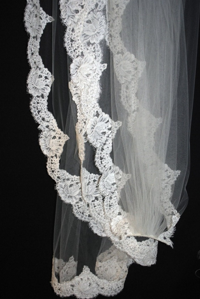 Sarah's Michelle's Rose Alencon Lace Veil