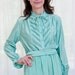 Sale - 1970s Secretary Dress - Vintage 70s Seafoam Green Dress - L / XL