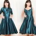 Vintage 1950s Dress with Bolero Jacket - 50s Dress - Iridescent Beetle Green Dress - S / M