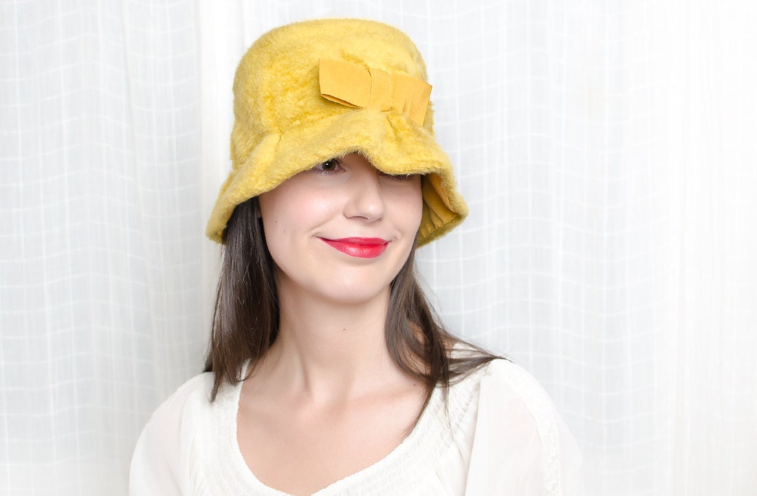 1960s Honey Gold Yellow hat - Vintage 60s Hat