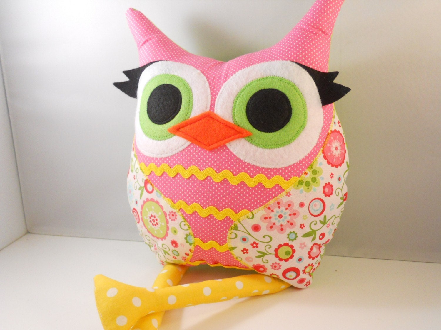 handmade stuffed toy owl pillow plush flower girl by bellamina