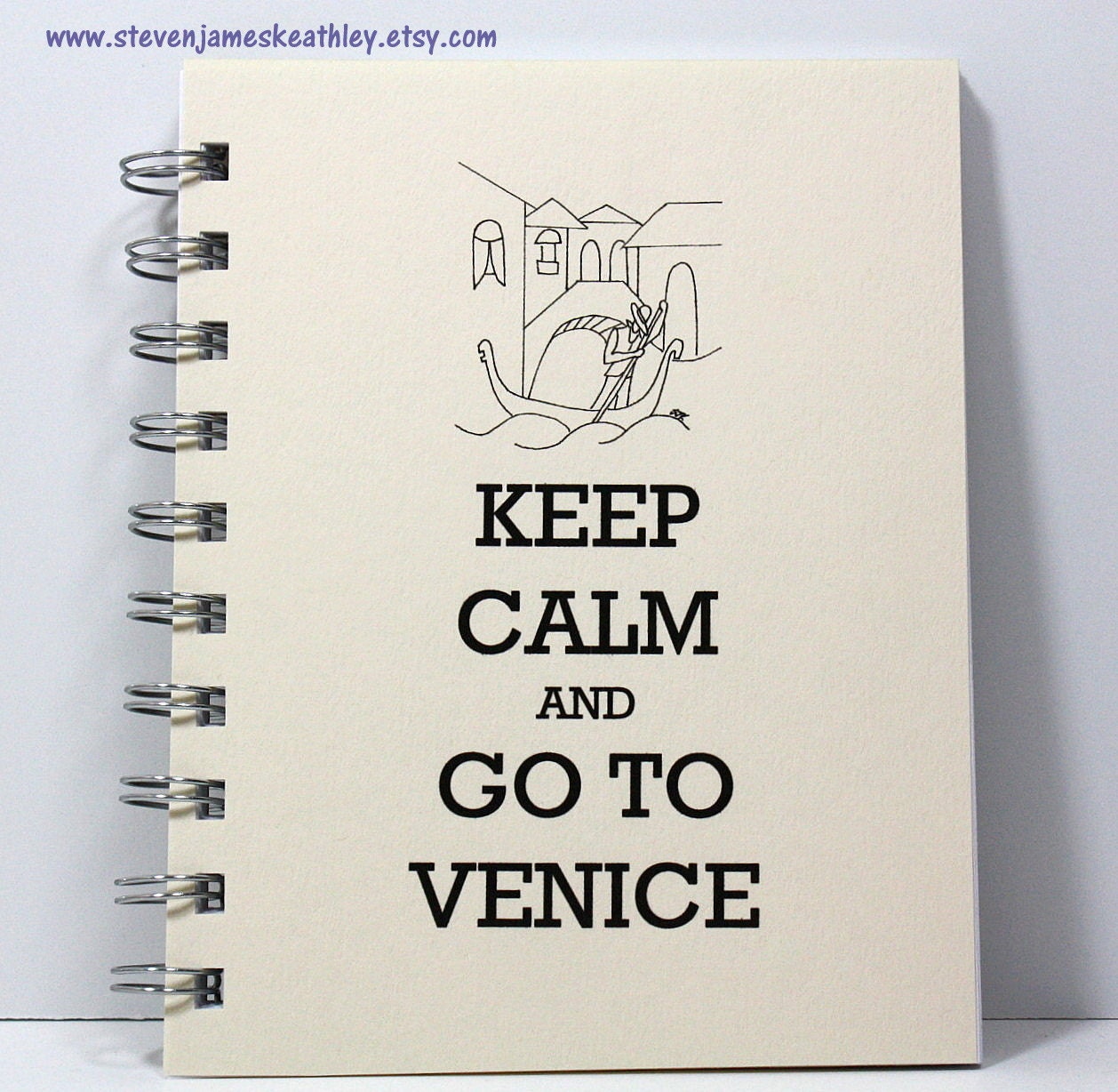Travel Journal Notebook Diary Sketch Book - Keep Calm and Go To Venice - Ivory