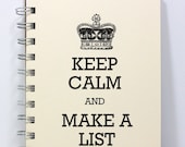 Keep Calm Journal Notebook Sketch Book Diary - Keep Calm and Make a List - Ivory