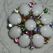 Milk Glass and Pastel Rhinestone Brooch/Pin