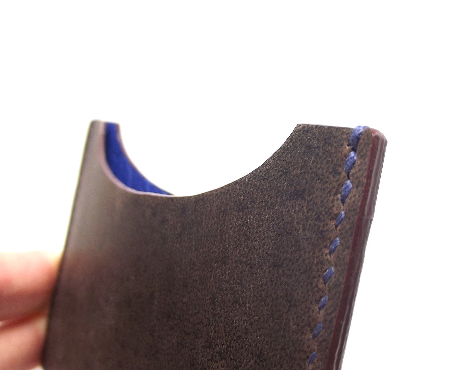 Tar / Dark Brown Leather Card Holder, Business Card Case, Travel Wallet for Him, Oyster Crad Holder, Crazy Horse