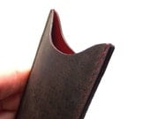 Tar / Dark Brown Leather Card Case, Business  ID Card Holder, Front Pocket Wallet for Him, Crazy Horse