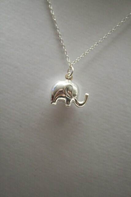 Silver Elephant Necklace.....Luck, Tiny, Great Gift