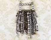 Assemblage Necklace Featuring Fringe of Chains, Rhinesones, and Beads