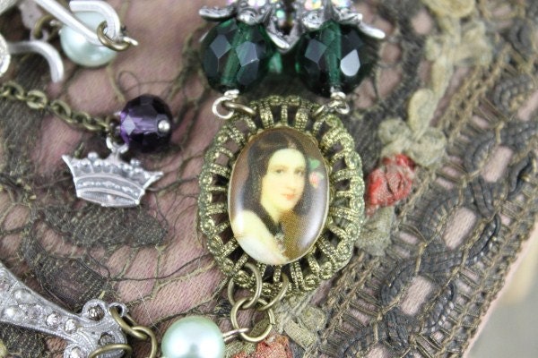 Assemblage Necklace featuring Rare Nov-E-Line Lavaliere and Porcelain Cameo