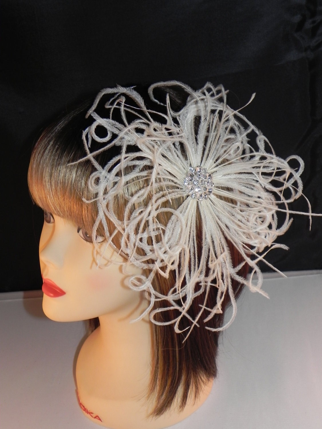 Ivory fascinator, hair clip, head piece and shoe clips in pale pink