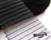 3 1/4 Inch Wide Pleated Crinoline (Crin, Horsehair Braid) for Millinery, Hats and Fascinators - Black