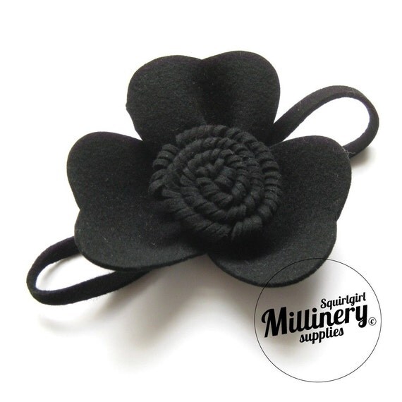 Black Wool Felt Millinery & Hat Making Flower Trim by Petershams