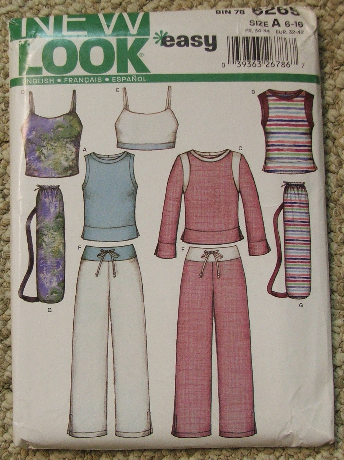 New Look 6265 Misses Yoga Workout Clothes Sizes 6-16 NEW
