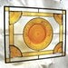 Vintage Sandwich Glass Stained Glass Plate Panel with Amber Tiara Dishes