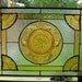 Vintage Sandwich Glass Stained Glass Plate Panel with Amber Tiara Dishes