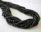 Black Spinel Faceted Rondelles HALF Strand 3-3.5mm