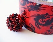 Red and Black Dragon Print Duct Tape Rose Ring