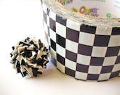 Checkered Duct Tape Rose Ring in Black and White