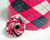 Pink, White, and Grey Argyle Duct Tape Rose Ring