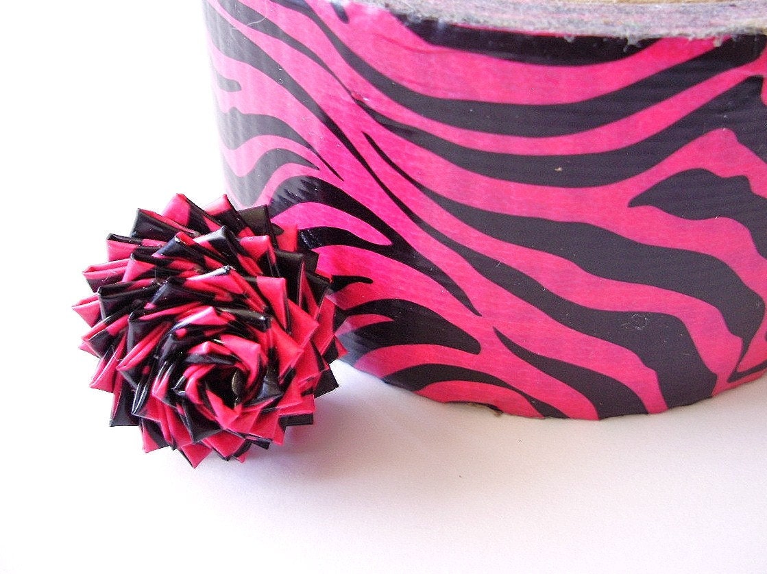 Pink Zebra Duct Tape Rose Ring