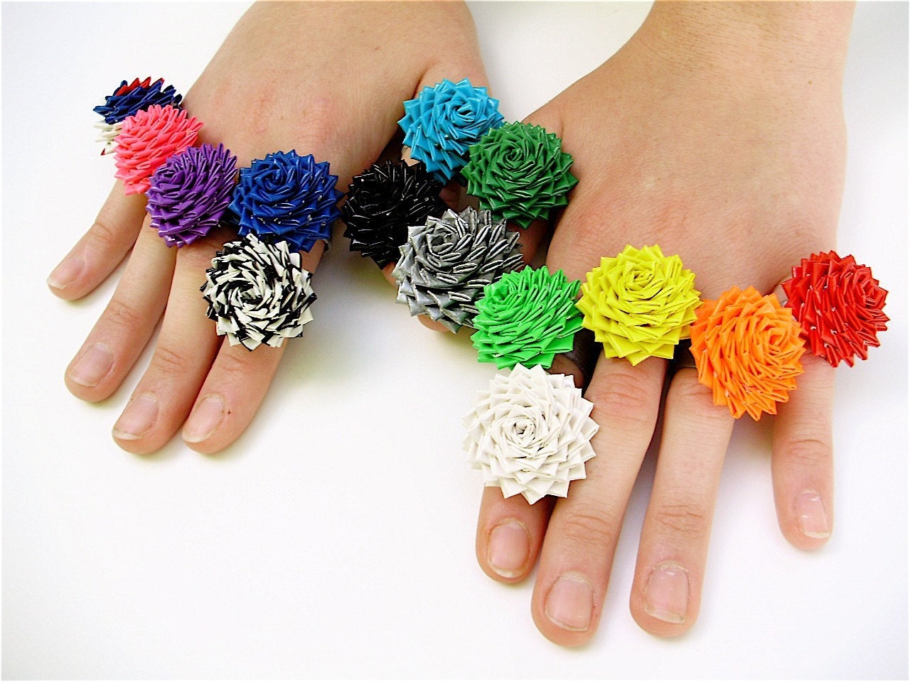 Damask Duct Tape Rose Ring