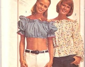 Vintage 1970s 70s Blouse Pattern Off Shoulder Shirt Top Large SIMPLICITY 6227