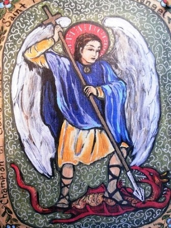 Angel and Saint - Michael the Archangel - Retablo - Print