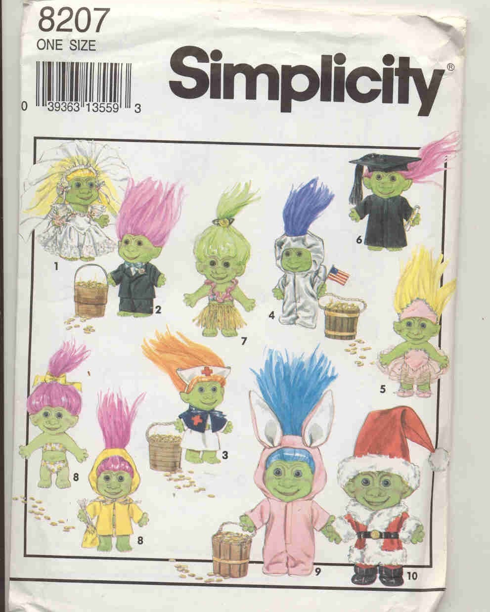 Simplicity 8207 troll doll clothing pattern by bellaloona on Etsy