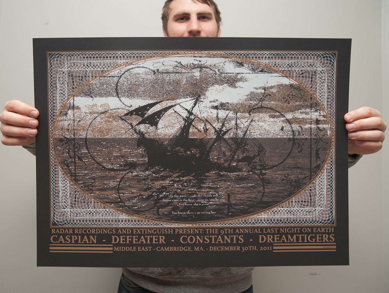 Screen Printed Poster for The Last Night On Earth 9 with Caspian, Defeater, Constants and Dreamtigers