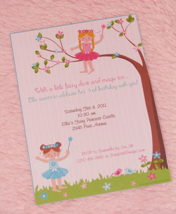 Fairy Birthday Invitations Invites -- Pinks and Aquas Il_570xn