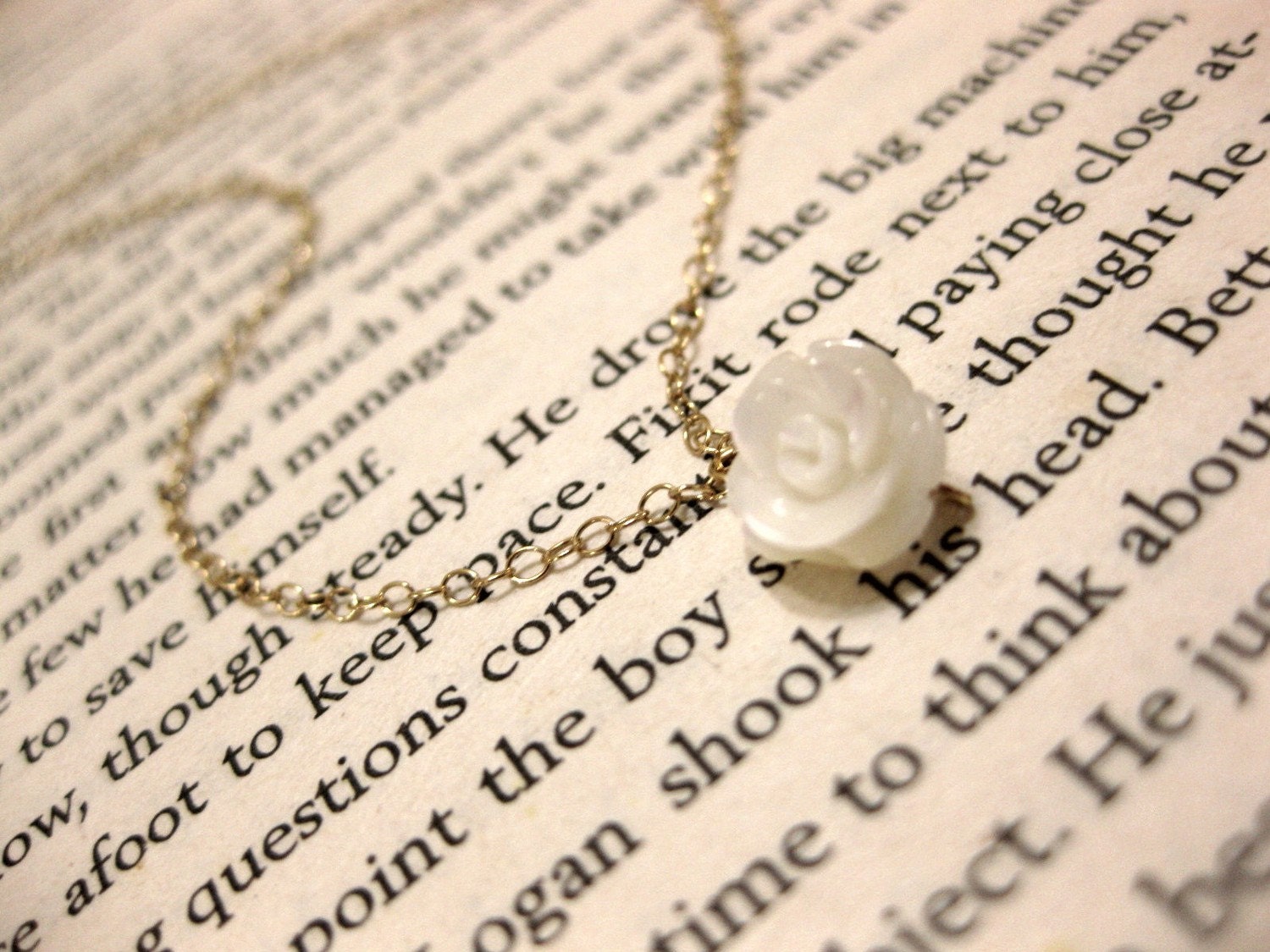 Rose. Mother of pearl necklace. Gold filled. Sweet and unique.