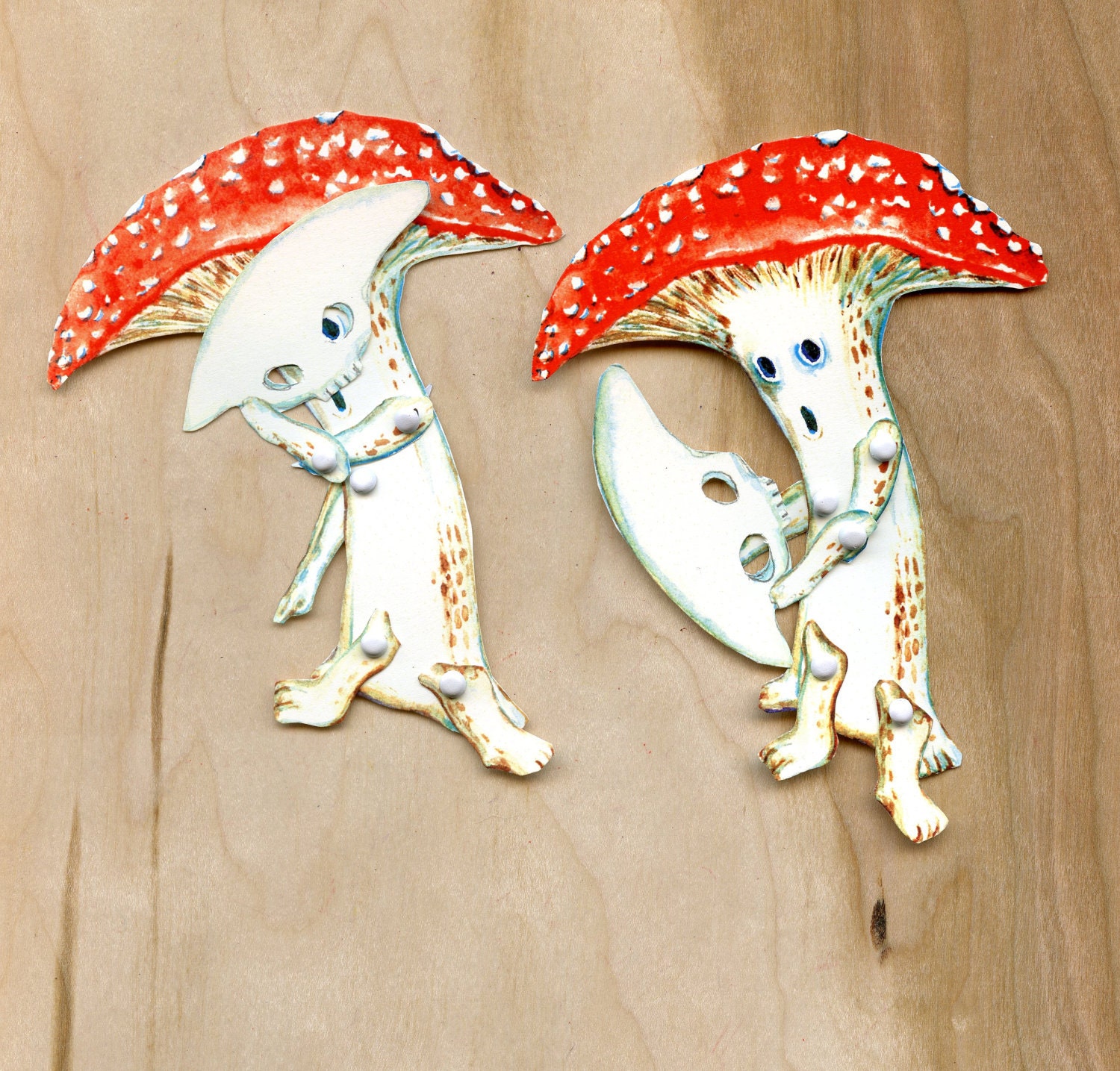 Mushroom with Skull Mask Paper Doll, Assembled