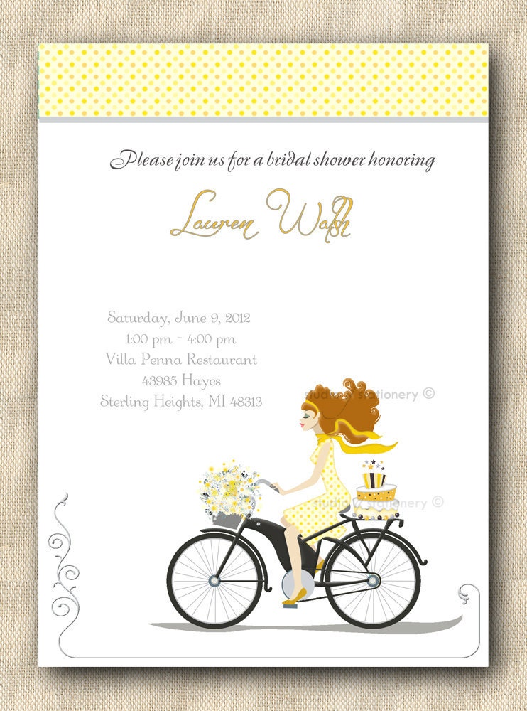 Girl on Bike Invitation - Sweet 16 - Teen Party - Graduation etc...