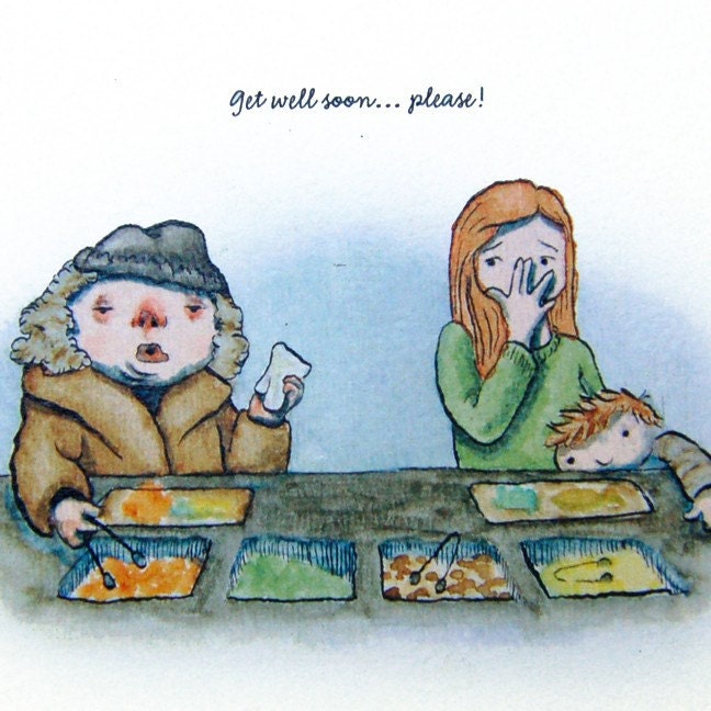Illustrated Get Well Soon Greeting/Note Cards - Get Well Soon, Please - Individual Cards