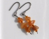 Orange Aventurine Gemstone Earrings - Hypoallergenic, SHOP CLOSING SALE-  Summer fashion for her, Handmade and Unique Gift