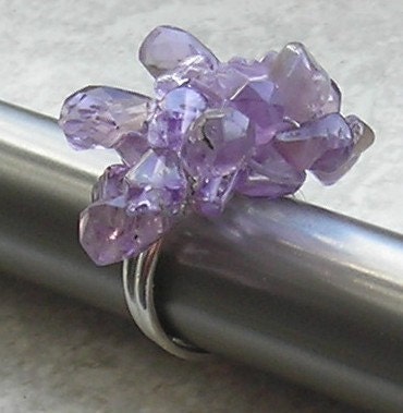 Purple Amethyst Cluster Ring -Make a Statment -Your Sterling Silver Ring...Unique and Handmade- ooak -Natural Gemstone Ring